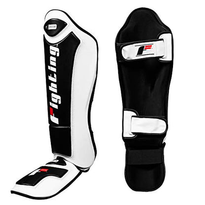Title Boxing Fighting Sports S2 Gel Power Shin & Instep Guards, White/Black, Regular