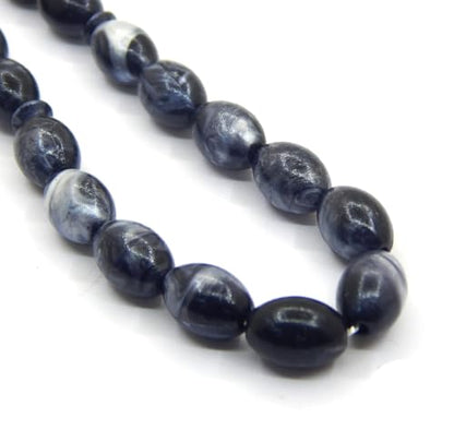 Perlin Muslim Prayer Beads 33 Bead Tasbih Islamic Misbaha Subha Dhikr Rosary with 12 x 8 mm Oval Beads Ottoman Style Prayer Necklace with Metal Tassel Handmade Islamic Gift 25 cm (Black White) - color: black white