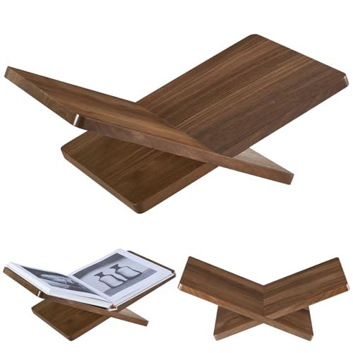 Solid Wooden Book Stand for Desktop Display & Reading –15.7" x 9.4" x 5.7” Extra Large Wood Open Book Holder for Cookbook, Bible, Recipe, Textbook, Magazine (N. American Black Walnut) - color: N. American Black Walnut