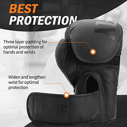 Boxing Gloves for Men&Women,Training,MMA,Sparring,Muay Thai,8oz-16oz - color: Black, size: 12oz