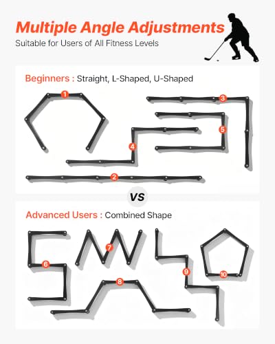 VEVOR Hockey Training Equipment, 5-Section Adjustable Hockey Stick Handling Trainer, Portable On/Off Ice Trainer, Lightweight Solid Sports Tool for Puck Control, Reaction Time, Hand-Eye Coordination