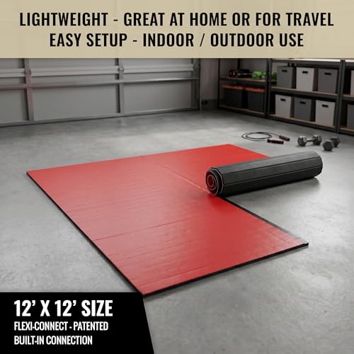 Dollamur 12'x12'x1-7/8" Home Mat, Tatami, FLEXI-Connect® - color: Red