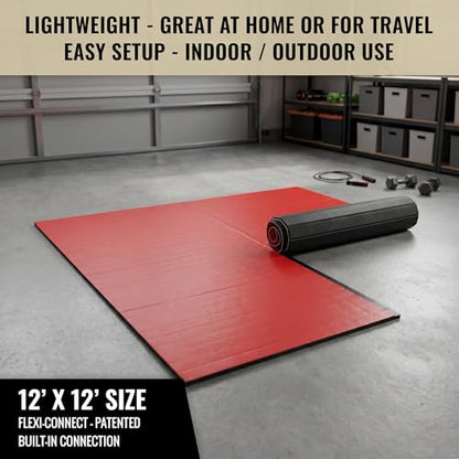 Dollamur 12'x12'x1-7/8" Home Mat, Tatami, FLEXI-Connect® - color: Red