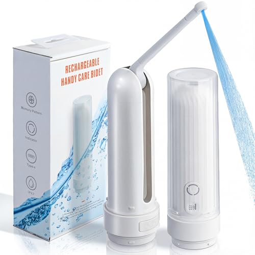 Portable Bidet for Travel,Rechargeable Electric Handheld Travel Bidet Sprayer for Women & Men,Collapsible,Portatil Peri Water Bottle Bidets for Hygiene,Camping, Backpacking,Backcountry,Hiking - color: White