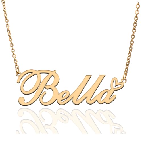 Custom Name Necklace Customized Personalized Plated Necklace for Mother Daughter Friendship Women Valentine's Day Christmas Birthday New Year Party - style: Bella Gold