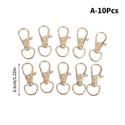 BREAKA 10Pcs/Set Metal Swivel Lobster Hook Clasp Keyring Snap Clasp Bag Jewelry Lanyard Trigger Buckle DIY Bag Accessories (Color : D) - color: D
