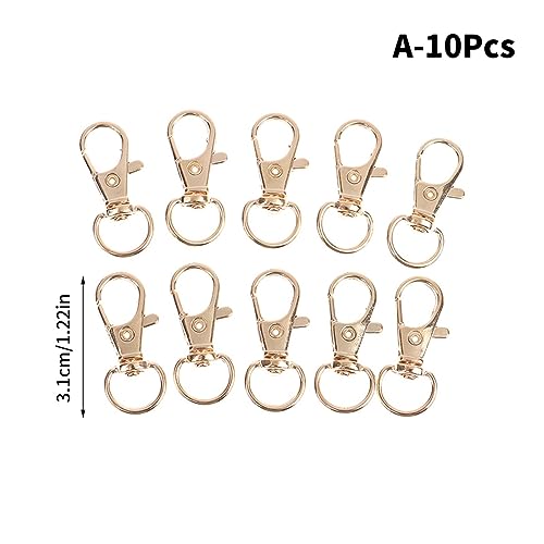 BREAKA 10Pcs/Set Metal Swivel Lobster Hook Clasp Keyring Snap Clasp Bag Jewelry Lanyard Trigger Buckle DIY Bag Accessories (Color : E) - color: E