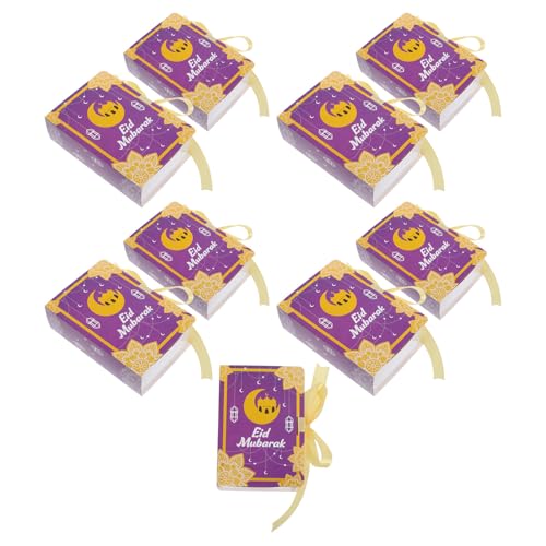VILLCASE Eid Mubarak Candy Boxes 20pcs Paper Party Candy Containers Book Shaped Packaging Boxes for Ramadan Treat Holders Storage Supplies