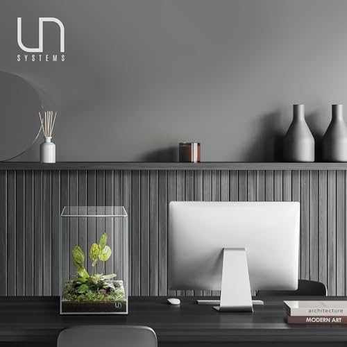 Ultum Nature Systems Prism Rimless Aquarium - Low Iron Glass, Cube With Mitered Lid, Tall Fish Tank, Multi-Purpose Vertical Nano Tank for Home & Office - UNS Prism, 25TM - size: 9.84 x 9.84 x 14.17 inches