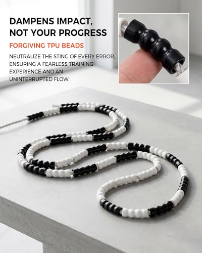 YUEDONG Soft Beaded Jump Rope for Teens & Adults, World Champion Luke Boon Collaboration, Adjustable Freestyle Jump Rope with 20cm Long Handles, Tangle-Free TPU Beads for Rhythm Training, Fitness Workout & Tricks | Luke Boon collaboration, soft TPU beads,