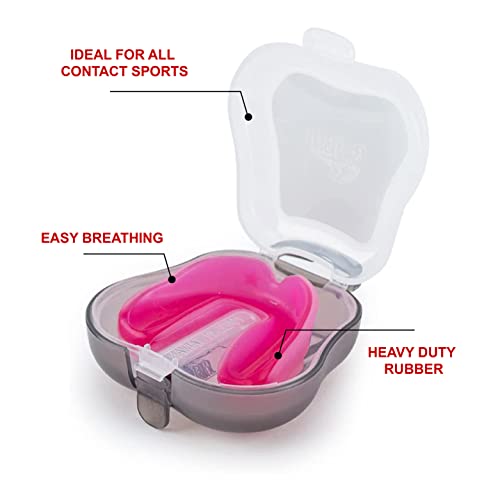 YOKKAO Muay Thai Boxing Mouth Guard – Boil and Bite Mouthguard with case for All Contact Sports, Easy Breathing Mouthpiece for Adults - Pink - color: Clear Pink