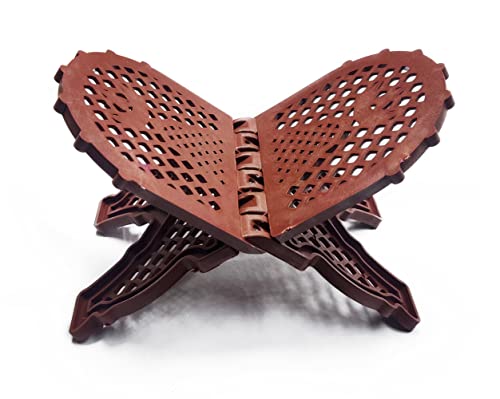 Rahel Holy Book Stand for Pooja puja Gita Quran Bible Stand Holder. Folding Religious Plastic Prayer Wooden Book (Large, RED) - color: Red