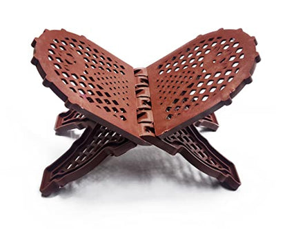Rahel Holy Book Stand for Pooja puja Gita Quran Bible Stand Holder. Folding Religious Plastic Prayer Wooden Book (Large, RED) - color: Red