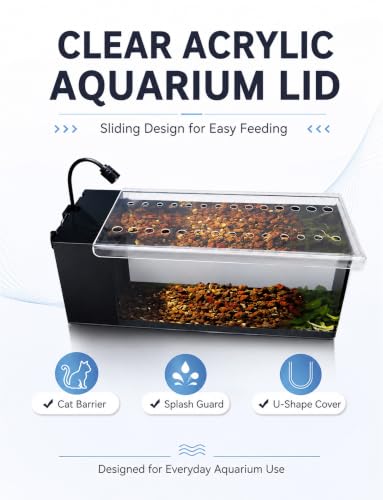 Transparent Acrylic Aquarium Lid, Ventilated Anti-Jump Cover, Cat Deterrent Splash Guard with Sliding Panel for Home Fish Tanks(5 mm,27.6x12.0 in/70x30.4cm) - color: 5 mm, size: 27.6x12.0 in/70x30.4cm
