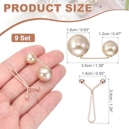 MECCANIXITY Artificial Pearl Brooch Pins, Safety Pins Sweater Shawl Clips for Women, Anti-Exposure Neckline Waist Adjuster for Scarf, T-Shirt, Pants,Gold,Champagne 18pcs,2 Styles - color: Gold,champagne
