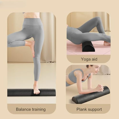Body Muscle Foam Roller - 30x15x7.5cm High Density Stretching Equipment, Fitness Recovery Half Roller, Durable Workout Tool for Release | Home Studio Yoga Pilates Post Sports Stretching - color: 45cm