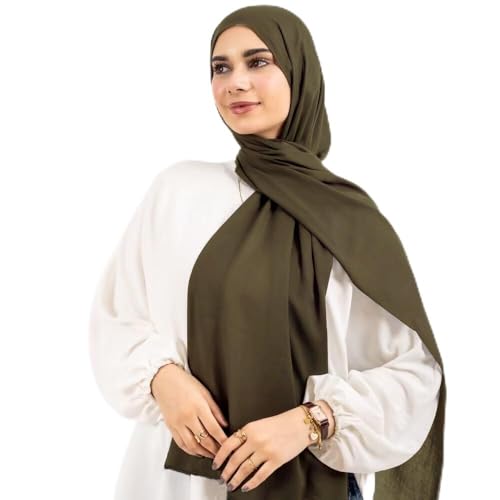 Non-see-through Premium Jersey Maxi Hijab Head Scarf Wrap for Muslim Women - color: Army Green