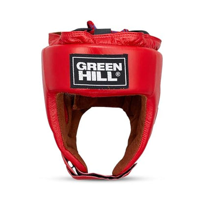 Boxing Headgear for Men & Women – MMA & Muay Thai Sparring Gear, Five Star AIBA-Approved Leather Head Guard - color: Red