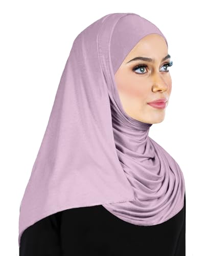 Women's Cotton Jersey Hijab Head Wrap Long Muslim Headscarf Shawls - color: Lilac Single