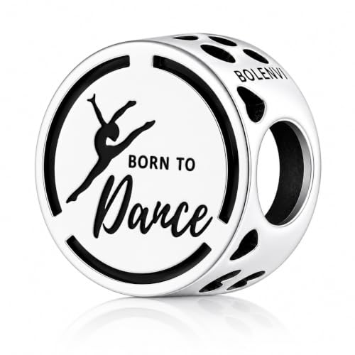 Inspirational Words Symbols 925 Sterling Silver Charm Bead For Pandora & Similar Charm Bracelets or Necklaces - color: Born To Dance