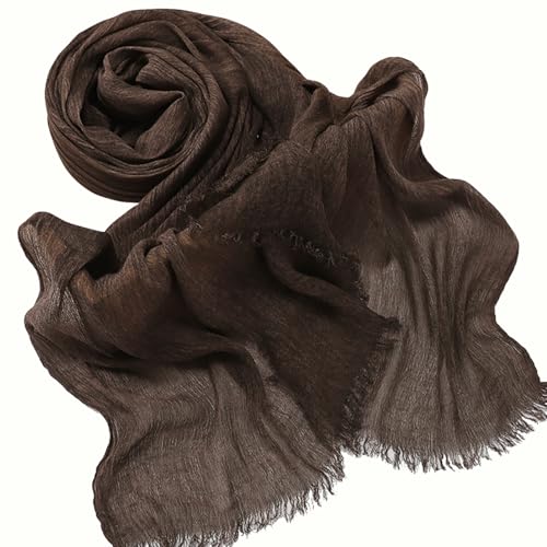 Crinkle Cotton Hijab, Soft Light and Breathable Hijab Scarf For Women, Suitable for All Seasons - color: Coffee