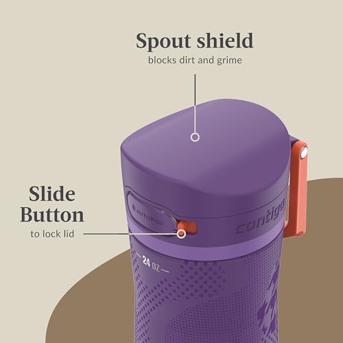 Contigo x Ally Love Jackson Chill 2.0, Stainless Steel, Spill Proof Water Bottle with AutoPop Lid, BPA Free, 24oz, Violet - color: Violet, size: 24oz (Pack of 1), style: Ally Love
