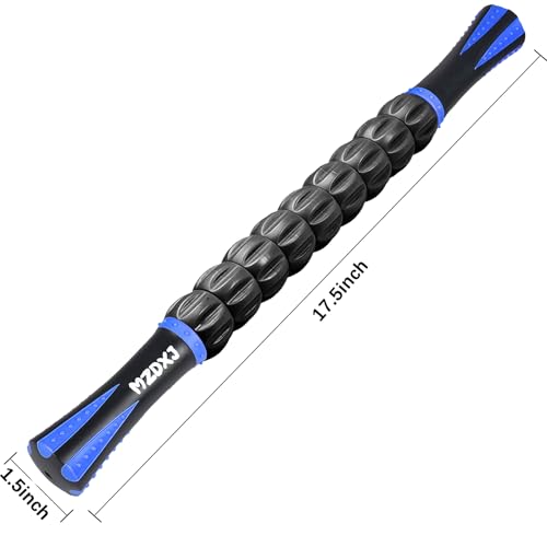 Muscle Roller Massage Roller Stick- Deep Tissue Fascia Blaster for Myofascial Pain Relief, Lymphatic Drainage & Body Sculpting, Handheld Physical Therapy & Recovery Tool (Blue & Black - color: Blue Black