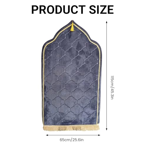 Prayer Mat Thick Soft Flannel Muslim Prayer Rug with Tassel Padded Praying Mat for Daily Salah, 26x45in, Purple, Rug - color: Purple