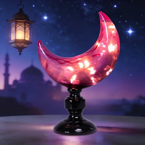 WONDER GARDEN Purple Crescent Moon Ramadan Lights Decorations, Led Moon Light Indoor, Ramadan Decorations for Halloween Home Bedroom Party Decoration or Gift