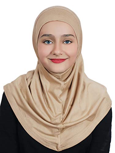 AL AMIRA Girl's Hijab Cotton 1 piece Amira Headscarf Cotton one Pcs Hijab - color: Beige