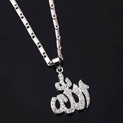 U7 Allah Pendant Necklace with Chain Platinum / 18K Gold Plated Muslim Jewelry Islamic Pendant - color: Personalized Platinum Iced Out Allah
