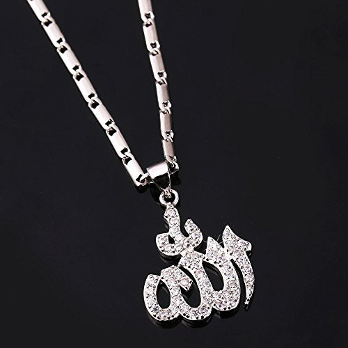 U7 Allah Pendant Necklace with Chain Platinum / 18K Gold Plated Muslim Jewelry Islamic Pendant - color: Personalized Platinum Iced Out Allah