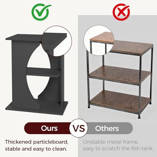 MAHANCRIS 10 Gallon Fish Tank Stand, Wooden Aquarium Stand with 3-Tier Storage Shelves, Heavy Duty Turtle Reptile Terrarium Tank Stand for Home Office, 23.6" L x 11.8" W x 29.9" H, Black FTBK7601 - color: Black