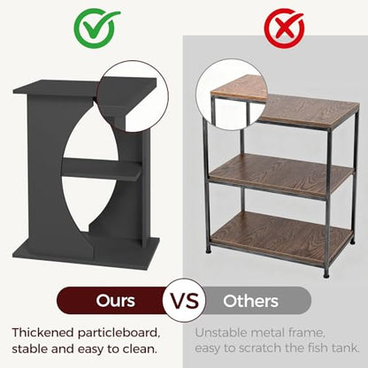 MAHANCRIS 10 Gallon Fish Tank Stand, Wooden Aquarium Stand with 3-Tier Storage Shelves, Heavy Duty Turtle Reptile Terrarium Tank Stand for Home Office, 23.6" L x 11.8" W x 29.9" H, Black FTBK7601 - color: Black