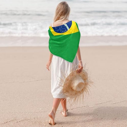 Bandana Square Head Scarf for Women Satin Hair Wrap Fashion Headband 27" - color: Brazil Flag