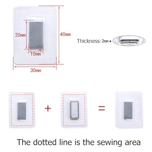 Hidden Magnetic Snap,Invisible Magnets Sew in PVC for Thin Fabrics (Rectangle Magnets 20x10mm) - style: PVC-Rectangle