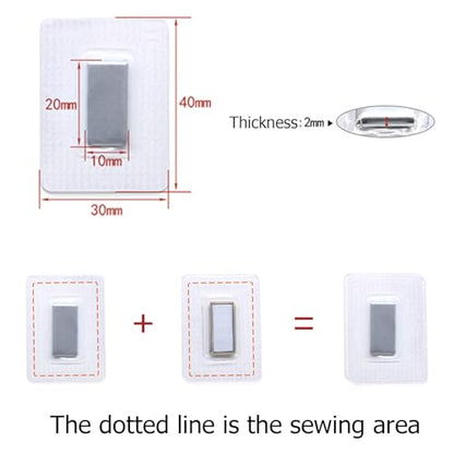 Hidden Magnetic Snap,Invisible Magnets Sew in PVC for Thin Fabrics (Rectangle Magnets 20x10mm) - style: PVC-Rectangle