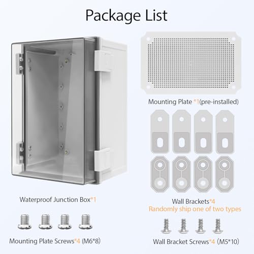 Junction Box, IP65 Waterproof Dustproof ABS Plastic Enclosure, Outdoor and Indoor Project Box Hinged Clear Cover with Mounting Plate Wall Brackets, Outer Dimension 11.8"x 7.9" x 7.1", Grey - size: 11.8"x 7.9" x 7.1" (1pc)