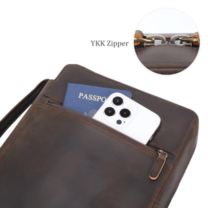 Polare Full Grain Leather Bible Cover Church Bag Bible Protective Book Holder Carrying Case Folder Organizer Portfolio, Dark Brown - style: Dark Brown