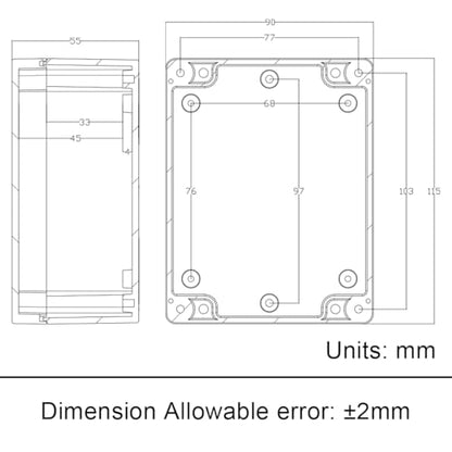 Project Box ABS Plastic IP66 Waterproof Dustproof DIY Junction Box Black 4.53 x 3.54 x 2.17 inch (115 x 90 x 55mm)(Pack of 1)