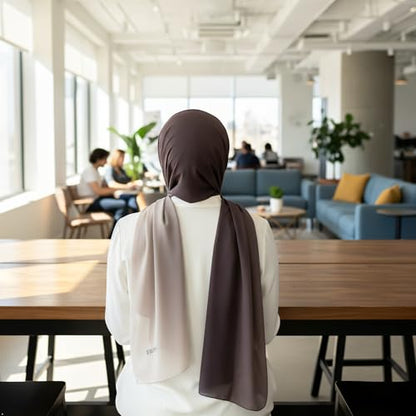Hijab Modest and Elegant | Beautifully Designed Printed Chiffon Patterns | Muslim Women Head Scarf and Veil - color: Grey