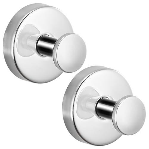 Suction Cup Hooks for Shower,Stainless Steel Towel Hooks No Drill | Vacuum-Lock Mount, Removable and Reusable for Glass, Tile, Metal and Smooth Non-Porous Surfaces(2Pack, Chrome Polished) - color: Polished Chrome