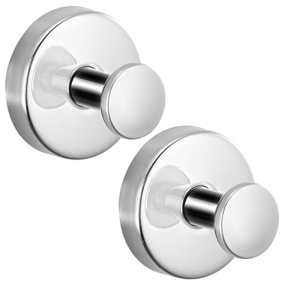 Suction Cup Hooks for Shower,Stainless Steel Towel Hooks No Drill | Vacuum-Lock Mount, Removable and Reusable for Glass, Tile, Metal and Smooth Non-Porous Surfaces(2Pack, Chrome Polished) - color: Polished Chrome