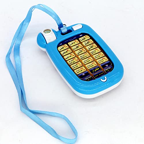 Arabic Quran Learning Toy Interactive Language Puzzle Toys Operated Educational Electronic Phone with Suitable for Preschool - color: Blue A