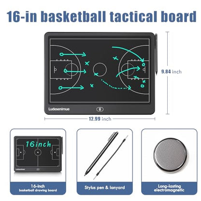 16 inch Electronic Basketball Coaching Board | LCD Basketball Tactics Board With Stylus Pen, Basketball Coach Essentials