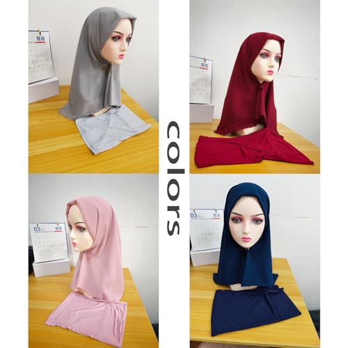 Instant Chiffon Hijab Set 3-in-1 Hijabs Scarf with Built-in Magnets and Undercap Head Wraps with Modal Cap - color: Light Gray 17#