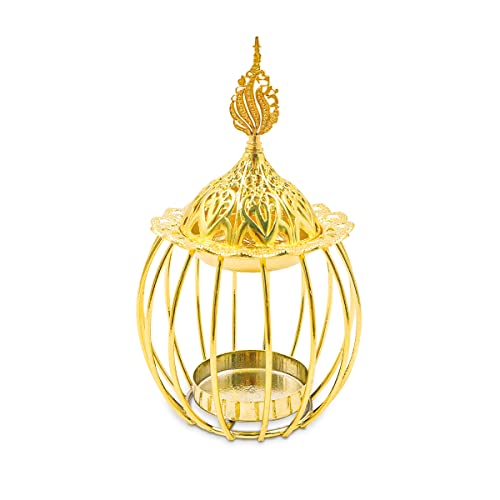2 Functions Metal Incense Censer, Gold Hollow Candle Holders, Premium Incense Burner, Bakhoor Burner for Yoga, Spa & Aromatherapy, Style A