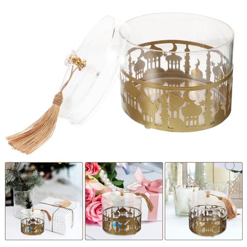 Wedding Candy Box 5.11X4.72X4.72In Gold Metal Candy Storage Box Middle East Style Ramadan Eid Mubarak Favor for Party Dessert Boxes