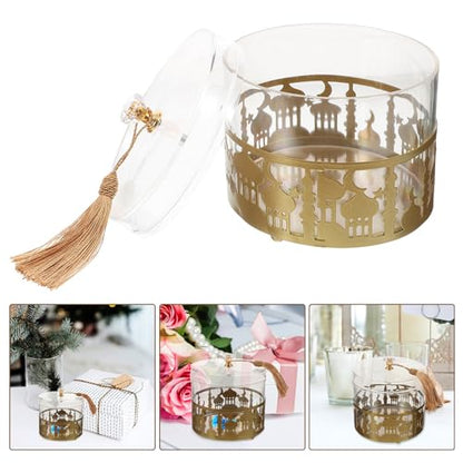 Wedding Candy Box 5.11X4.72X4.72In Gold Metal Candy Storage Box Middle East Style Ramadan Eid Mubarak Favor for Party Dessert Boxes