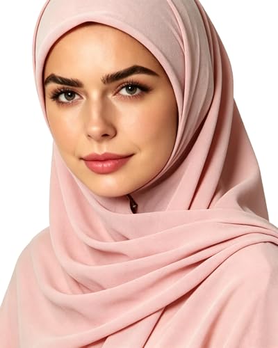 Lina & Lily Premium Chiffon Hijab Head Scarf Shawl Wrap for Muslim Women Square 58'' x 58'' - color: Blush Pink
